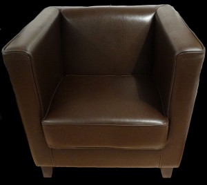 Soldes fauteuil club Cubus en cuir de bycast coloris marron