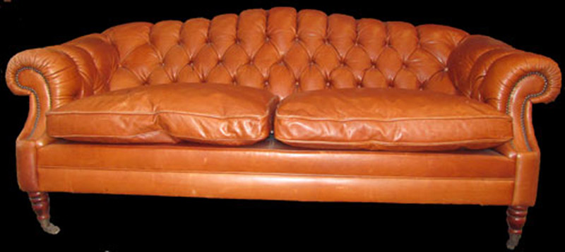 canapé 3 places Anglais Glastonne en cuir de vachette